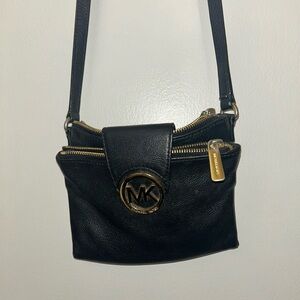 Michael Kors Black Crossbody Bag with Gold Accents